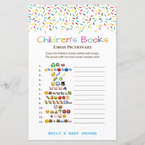 PRINTED Ice Cream Sprinkle Baby Shower Game