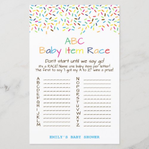 PRINTED Ice Cream Sprinkle Baby Shower Game