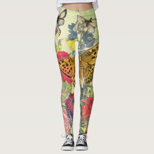 PRINTED LEGGINGS BUTTERFLIES AND FLOWERS