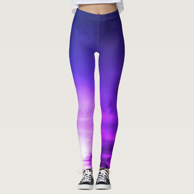 PRINTED LEGGINGS DARK CLOUDS AT SUNSET PURPLE (Front)