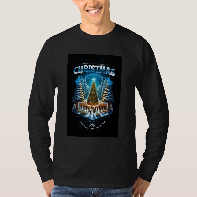 printed men's Christmas special black t-shirt|  T-Shirt (Front)