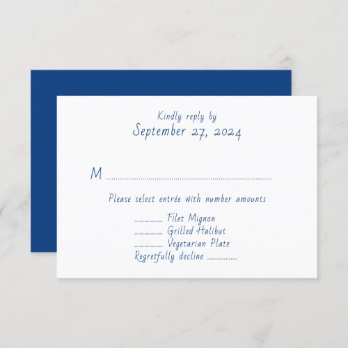 Printed Menu Entre Wedding Reply Cards