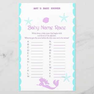 Printed Mermaid Baby Shower Game