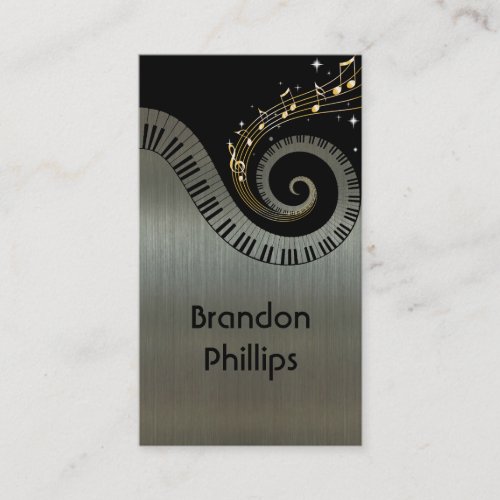 Printed Metallic effect Piano Keys Gold Music Business Card Template