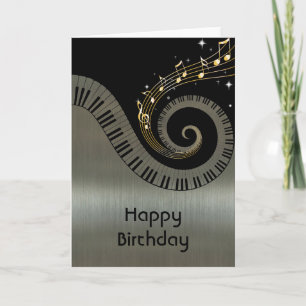 Printed Metallic effect Piano Keys Gold Music Card