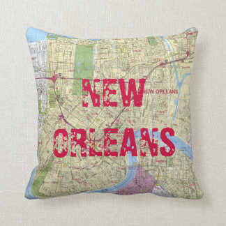 Printed: New Orleans Map Throw Pillow