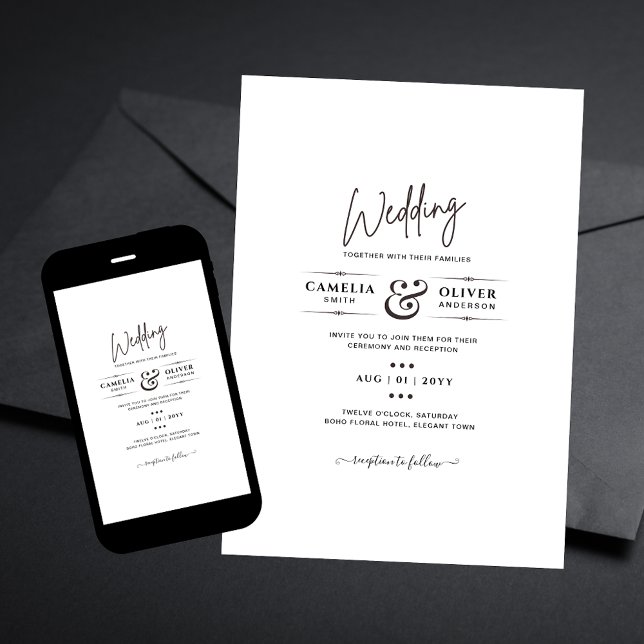 Printed OR Digital Download Wedding INVITE White (Creator Uploaded)