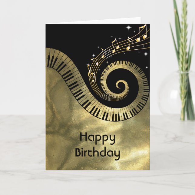 Printed  Piano Keys and Gold Music Notes (Front)