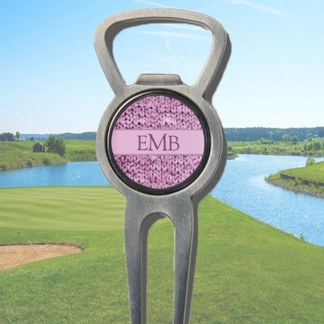 Printed Pink Knit Design Custom Monogram Ladies Divot Tool (Creator Uploaded)