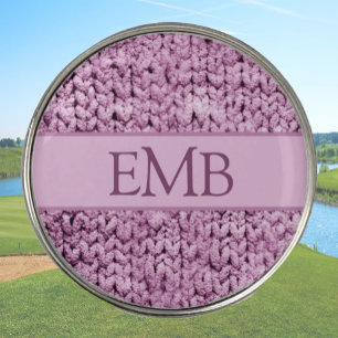 Printed Pink Knit Design Custom Monogram Ladies Golf Ball Marker