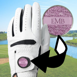 Printed Pink Knit Design Custom Monogram Ladies Golf Glove