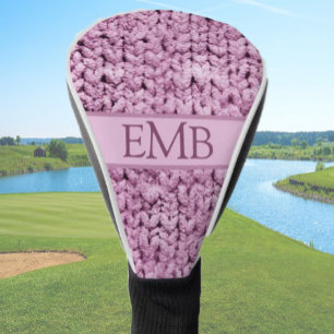 Printed Pink Knit Design Custom Monogram Ladies Golf Head Cover