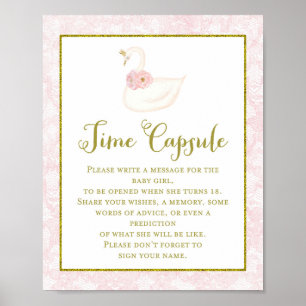 Printed Pink Swan Baby Shower Game Poster