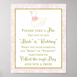 Printed Pink Swan Bridal Shower Game Poster