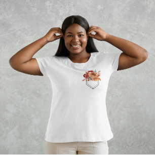 Printed pocket with autumn flowers T-Shirt