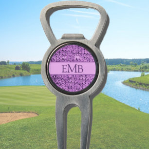 Printed Purple Knit Design Custom Monogram Ladies Divot Tool