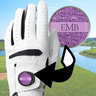 Printed Purple Knit Design Custom Monogram Ladies Golf Glove