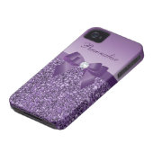 Printed Purple Sequins, Bow & Diamond Case-Mate iPhone Case (Bottom)