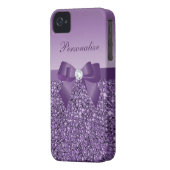 Printed Purple Sequins, Bow & Diamond Case-Mate iPhone Case (Back Left)