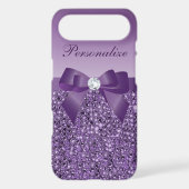 Printed Purple Sequins, Bow & Diamond Case-Mate iPhone Case (Back)