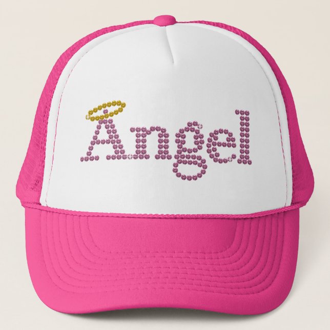 Printed Rhinestone Angel Trucker Hat (Front)
