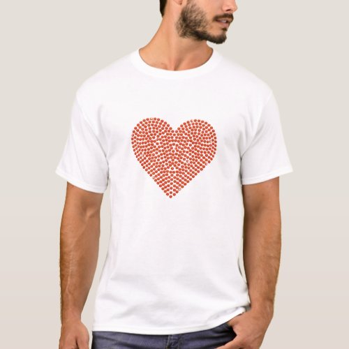 Printed Rhinestone Sparkling Heart T_Shirt