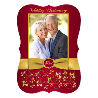 PRINTED RIBBON 50th Anniversary Invite - Red