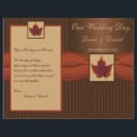 PRINTED RIBBON Autumn Leaf, Stripe Wedding Program<br><div class="desc">This orange and brown striped wedding program or order of service has a dark orange PRINTED ribbon it, along with an image of a faux framed dried maple leaf on it that matches the wedding invitation shown below. If you need assistance getting your information to fit or to align properly,...</div>