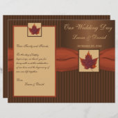 PRINTED RIBBON Autumn Leaf, Stripe Wedding Program (Front/Back)