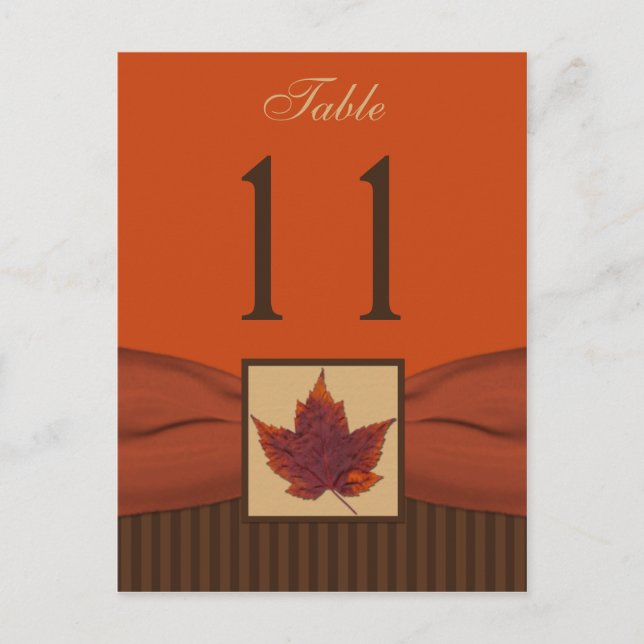 PRINTED RIBBON Autumn Leaf, Stripes Table Number (Front)