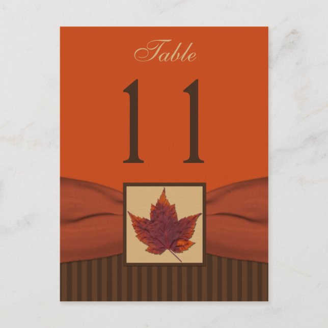 PRINTED RIBBON Autumn Leaf, Stripes Table Number (Front)