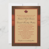 PRINTED RIBBON Autumn Leaf Stripes Wedding Invite (Back)