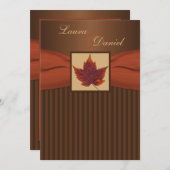 PRINTED RIBBON Autumn Leaf Stripes Wedding Invite (Front/Back)