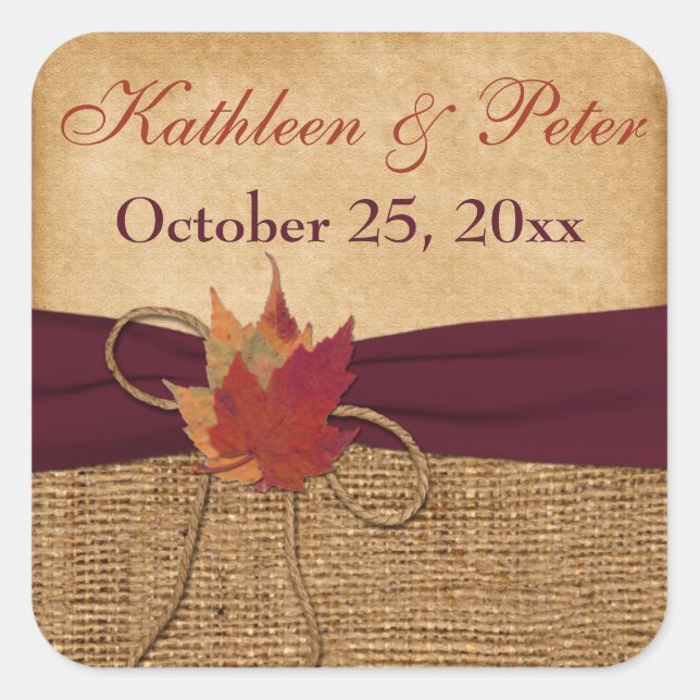 PRINTED RIBBON Autumn Leaves 1.5" Sticker 2 - Wine (Front)