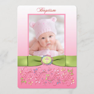 PRINTED RIBBON Baptism Photo Invitation - Girls