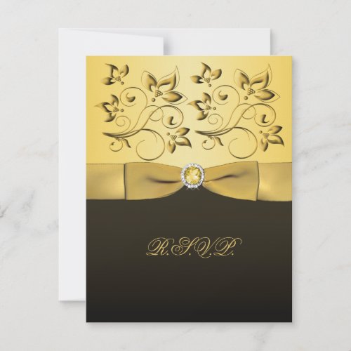 PRINTED RIBBON Black, Gold RSVP Card