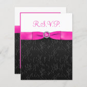 PRINTED RIBBON Black, Hot-Pink, White RSVP Card (Front/Back)