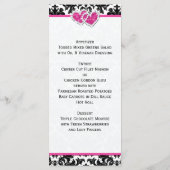PRINTED RIBBON Black White Pink Wedding Menu Card (Back)