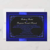 PRINTED RIBBON Blue, Black Floral Wedding Invite (Back)