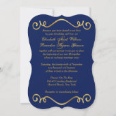 PRINTED RIBBON Blue, Gold Floral Wedding Invite 5 (Back)