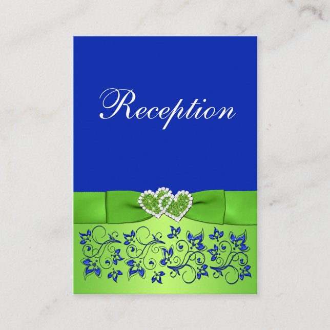 PRINTED RIBBON Blue, Green Floral Enclosure Card (Front)