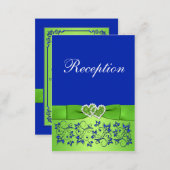 PRINTED RIBBON Blue, Green Floral Enclosure Card (Front/Back)