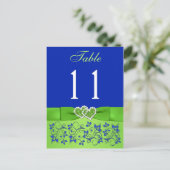 PRINTED RIBBON Blue, Green Table Number Postcard (Standing Front)