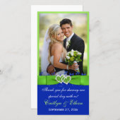 PRINTED RIBBON Blue, Green Wedding Photo Card (Front/Back)