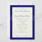 PRINTED RIBBON Blue, Ivory Damask Wedding Invite