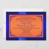 PRINTED RIBBON Blue, Orange Floral Wedding Invite (Back)