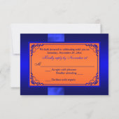 PRINTED RIBBON Blue, Orange Floral Wedding RSVP (Back)