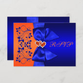 PRINTED RIBBON Blue, Orange Floral Wedding RSVP (Front/Back)
