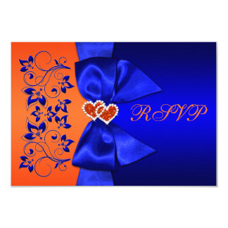 Orange Blue Wedding Invitations Announcements Zazzle Printed Ribbon Blue Orange Fl Wedding Rsvp Card