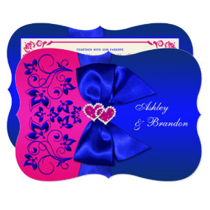 royal blue and pink wedding invitations zazzle